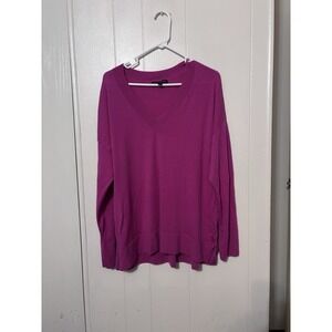 Banana Republic Women's Sweater V Neck, Merino Wool, Dark Pink Size XL Cozy